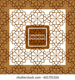 Decorative ornament. Abstract vector illustration. Geometric brown pattern. monochrome color. For interior design, invitation, wallpaper
