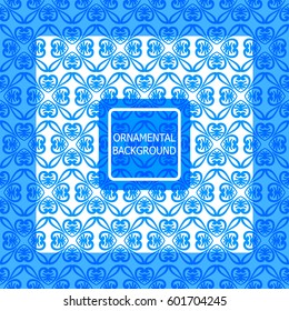 Decorative ornament. Abstract vector illustration. Geometric blue pattern. monochrome color. For interior design, invitation, wallpaper