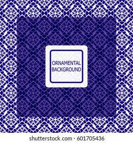 Decorative ornament. Abstract vector illustration. Geometric blue pattern. monochrome color. For interior design, invitation, wallpaper