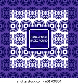 Decorative ornament. Abstract vector illustration. Geometric blue pattern. monochrome color. For interior design, invitation, wallpaper