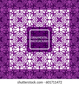 Decorative ornament. Abstract vector illustration. Geometric violet pattern. monochrome color. For interior design, invitation, wallpaper