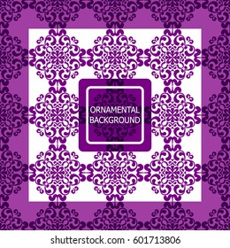 Decorative ornament. Abstract vector illustration. Geometric violet pattern. monochrome color. For interior design, invitation, wallpaper