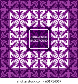 Decorative ornament. Abstract vector illustration. Geometric violet pattern. monochrome color. For interior design, invitation, wallpaper