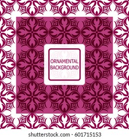 Decorative ornament. Abstract vector illustration. Geometric violet pattern. monochrome color. For interior design, invitation, wallpaper