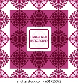 Decorative ornament. Abstract vector illustration. Geometric violet pattern. monochrome color. For interior design, invitation, wallpaper