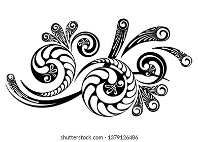 Decorative ornament with a beautiful complex pattern for the design of invitations, letters and greeting cards