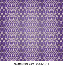 Decorative ornament with a beige elegant triangular rounded elements in East style on a purple gradient background