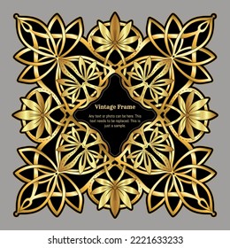 Decorative ornament border, frame, template for product label, cosmetic packaging. In art nouveau style, vintage, old, retro style. Vector illustration.