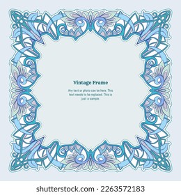 Dekorative Zierrahmen, Rahmen, Vorlage für Produktetikett, Kosmetikverpackung. Im Art Nouveau Stil, Vintage, alt, Retro-Stil. Vektorgrafik.