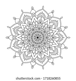 Decorative ornament element. Mandala. Ethnic motives. Coloring page. Vector illustration isolated on white background.