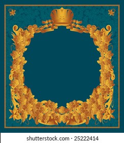 Decorative ornament with elements of a grapevine in style of a cover of the ancient book.