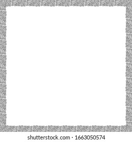 Decorative ornament in ethnic oriental style. Geometric black and white squared frame. Mosaic effect. Mosaic or inlay border with wavy edges. Simple pattern. Space for text.