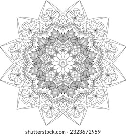 Decorative ornament in ethnic oriental style. Coloring book page.Mandala.Coloring Pages.Kids Coloring Pages.Adult Coloring Pages.Circular pattern in form of mandala for Henna, tattoo,decoration.