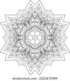 Decorative ornament in ethnic oriental style. Coloring book page.Mandala.Coloring Pages.Kids Coloring Pages.Adult Coloring Pages.Circular pattern in form of mandala for Henna, tattoo,decoration.