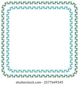 Decorative ornament frame. Floral border vector. Green and blue design. Square empty layout.