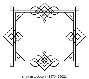 Vetor de quadro de ornamento decorativo, Vetor de quadro de ornamento, arte de linha preta