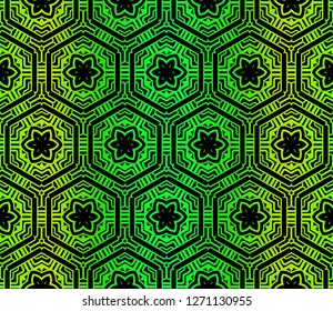 Decorative Ornament With Geometric Decoration. Seamless Pattern . For Print Bandanna, Shawl, Tablecloth, Fabric Fashion, Scarf, Design.
