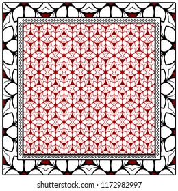 Decorative ornament with geometric decoration. symmetric pattern . For print Bandanna, shawl, tablecloth, fabric fashion, scarf, design.