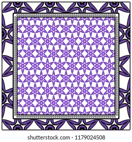 Decorative ornament with geometric decoration. symmetric pattern . For print Bandanna, shawl, tablecloth, fabric fashion, scarf, design.