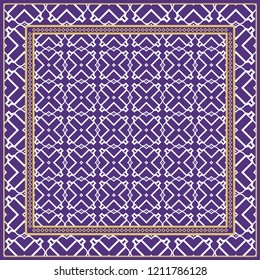 Decorative ornament with geometric decoration. symmetric pattern . For print Bandanna, shawl, tablecloth, fabric fashion, scarf, design.