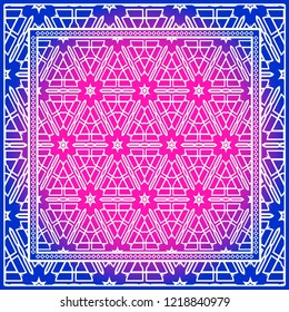 Decorative ornament with geometric decoration. symmetric pattern . For print Bandanna, shawl, tablecloth, fabric fashion, scarf, design.