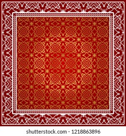 Decorative ornament with geometric decoration. symmetric pattern . For print Bandanna, shawl, tablecloth, fabric fashion, scarf, design.