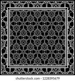 Decorative ornament with geometric decoration. symmetric pattern . For print Bandanna, shawl, tablecloth, fabric fashion, scarf, design.