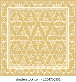 Decorative ornament with geometric decoration. symmetric pattern . For print Bandanna, shawl, tablecloth, fabric fashion, scarf, design.