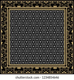 Decorative ornament with geometric decoration. symmetric pattern . For print Bandanna, shawl, tablecloth, fabric fashion, scarf, design.
