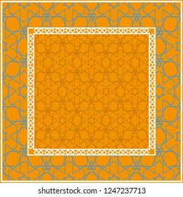 Decorative ornament with geometric decoration. symmetric pattern . For print Bandanna, shawl, tablecloth, fabric fashion, scarf, design.