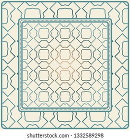 Decorative Ornament With Geometric Decoration. Symmetric Pattern . For Print Bandanna, Shawl, Tablecloth, Fabric Fashion, Scarf, Design.