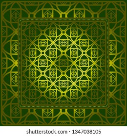 Decorative Ornament With Geometric Decoration. Symmetric Pattern . For Print Bandanna, Shawl, Tablecloth, Fabric Fashion, Scarf, Design.
