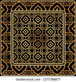 Decorative Ornament With Geometric Decoration. Symmetric Pattern . For Print Bandanna, Shawl, Tablecloth, Fabric Fashion, Scarf, Design.
