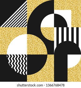 Decorative ornament with geometric shapes and gold texture