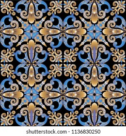 Decorative ornament with golden elements on a black background.
Tile pattern with vintage decorative elements.
