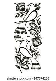 decorative ornament, hand drawn, vector, black illustration in Ukrainian folk style