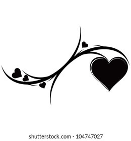 The decorative ornament with hearts. Tattoo. Vector illustration.