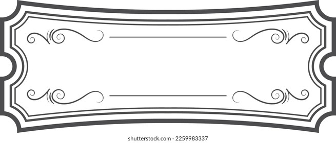 Decorative ornament label template. Black linear border