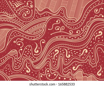 Decorative ornament of light elements on a red background