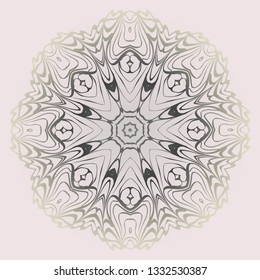 Decorative Ornament With Mandala. Anti-Stress Therapy Pattern. Vector Illustration. Pastel, beige color.