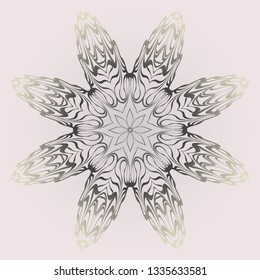 Decorative Ornament With Mandala. Anti-Stress Therapy Pattern. Vector Illustration. Pastel, beige color.