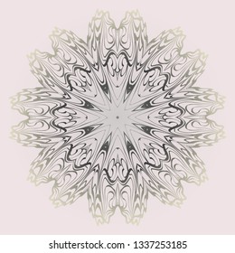 Decorative Ornament With Mandala. Anti-Stress Therapy Pattern. Vector Illustration. Pastel, beige color.