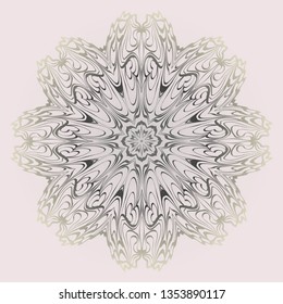 Decorative Ornament With Mandala. Anti-Stress Therapy Pattern. Vector Illustration. Pastel, beige color.