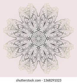 Decorative Ornament With Mandala. Anti-Stress Therapy Pattern. Vector Illustration. Pastel, beige color.