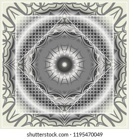 Decorative ornament with mandala decoration. symmetric pattern . For print Bandanna, shawl, tablecloth, fabric fashion, scarf, design.