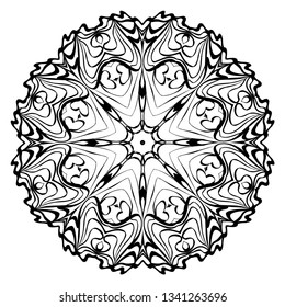 Decorative Ornament With Mandala. Home Decor Background. Vector Illustration. For Coloring Book, Greeting Card, Invitation, Tattoo. Anti-Stress Therapy Pattern. White, black.