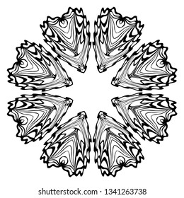 Decorative Ornament With Mandala. Home Decor Background. Vector Illustration. For Coloring Book, Greeting Card, Invitation, Tattoo. Anti-Stress Therapy Pattern. White, black.