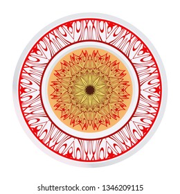 Decorative Ornament With Mandala. Home Decor Background. Vector Illustration. For Coloring Book, Greeting Card, Invitation, Tattoo. Anti-Stress Therapy Pattern