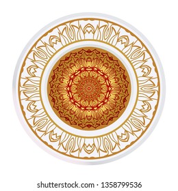 Decorative Ornament With Mandala. Home Decor Background. Vector Illustration. For Coloring Book, Greeting Card, Invitation, Tattoo. Anti-Stress Therapy Pattern