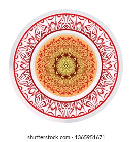 Decorative Ornament With Mandala. Home Decor Background. Vector Illustration. For Coloring Book, Greeting Card, Invitation, Tattoo. Anti-Stress Therapy Pattern